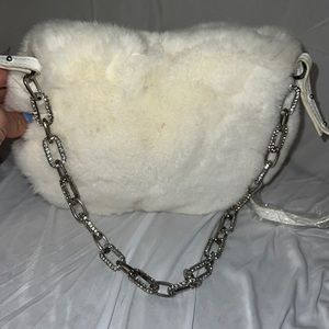 Real fur white crossbody bag